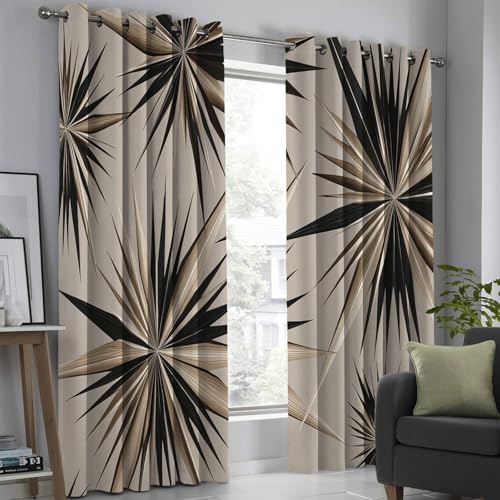 Rideau à oeillets pour salon moderne au motif abstrait géométrique - 4
