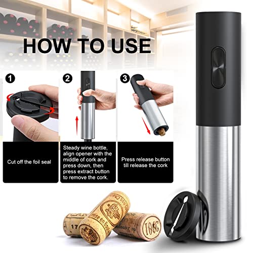Cokunst Electric Wine Bottle Openers , Reusable Wine Corkscrew Opener With Foil Cutter, Battery Operated Stainless Steel Wine Remover For Home Kitchen Party Bar Restaurant #TOP3