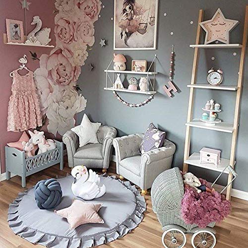 Puseky Baby Play Mat Round Ruffled Soft Cotton Crawling Pad Floor Game Rug 41.3In #TOP5