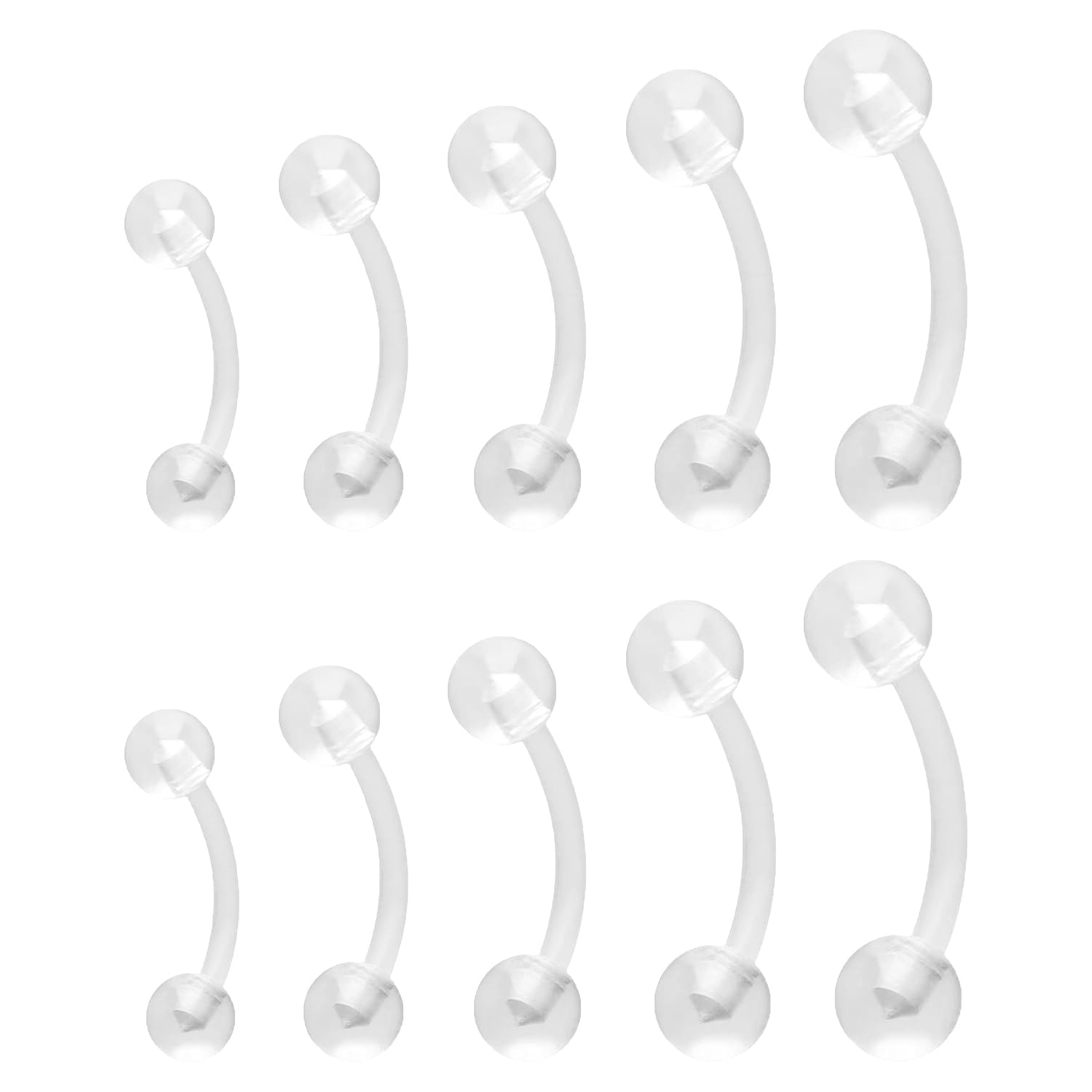 Cumnvulnt12 Pcs Pregnancy Belly Bar, Flexible Clear Acrylic Maternity Belly Bar Long Belly Bar with Plastic Replacement Belly Bar Piercing Balls Belly Button Piercing Jewelry
