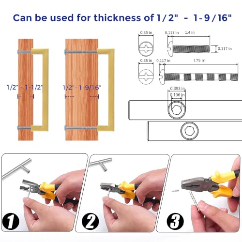 Image of Ravinte 10 Pack Kitchen Gold Cabinet Handles 6-1 /4 Inch Hole Center Stainless Steel Square Cabinet Pulls for Dresser Drawer Cupboard Handles with Screwdriver