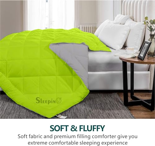 Image of 600 GSM Heavy Winter King Size Comforter | Microfiber, Breathable, Reversible,Soft, Lightweight & Machine Washable Comforter for King Size 92x106 Inch - GreenSilver