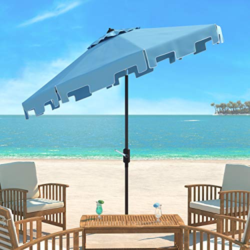 Safavieh Outdoor Collection Zimmerman Crank Market Umbrella with Flap