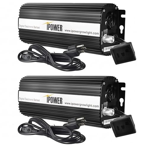 iPower Horticulture 400 Watt Digital Dimmable Electronic Ballast for Hydroponics HPS Grow Light, Black, 2 Pack