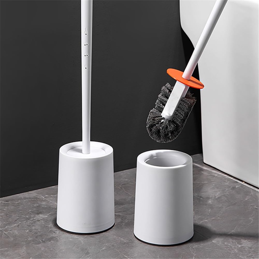 Escobilla de Baño Cepillo de baño doméstico, Cepillo Mango Largo con Base Escobillas de Inodoro(Blanco)