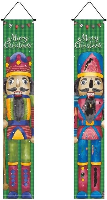 Merry Christmas Banners Christmas Decoration Couplet, Walnut Clip Christmas Couplet, Festive Party Santa Claus Decoration Banner, Christmas Flag Hanging Xmas Porch Sign Decorations (Color : 7, Size