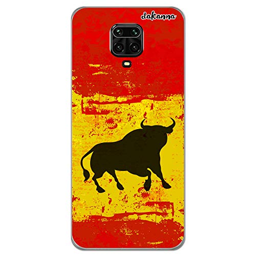 dakanna Funda para [ Xiaomi Redmi Note 9S – 9 Pro – 9 Pro MAX ] de Silicona Flexible, Dibujo Diseño [ Bandera españa con Toro ], Color...