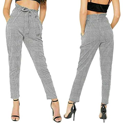 FunkyFashion Ladies Check Houndstooth Trousers Cover