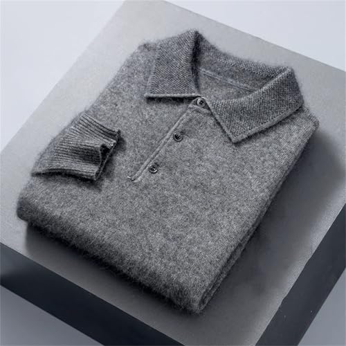 Classic Men’S Lapel Knit Pullover Sweater Long Sleeve Lightweight Jumper for Business Casual Pullover Sweater4