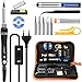 Kit de soldador eléctrico, 60W Soldador de estaño con Interruptor On/Off,Temperatura Ajustable Soldador, 5pcs Puntas De Soldador,Estaño soldaduras,Desoldadora,S-shaped Stand.14 en 1 Soldadura kit
