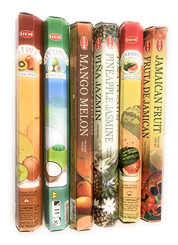 Hem Tropical Fruit Variety Incense Set 6 X 20 = 120 Sticks Variety Gift Pack