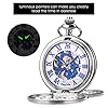 ManChDa Pocket Watch in Luxury Glossy Wooden Gift Box - Double Cover Pocket Watch Chain Skeleton Mechanical Antique Hand-Wind Steampunk Roman Numerals Fob Watch for Men | Black Box #2