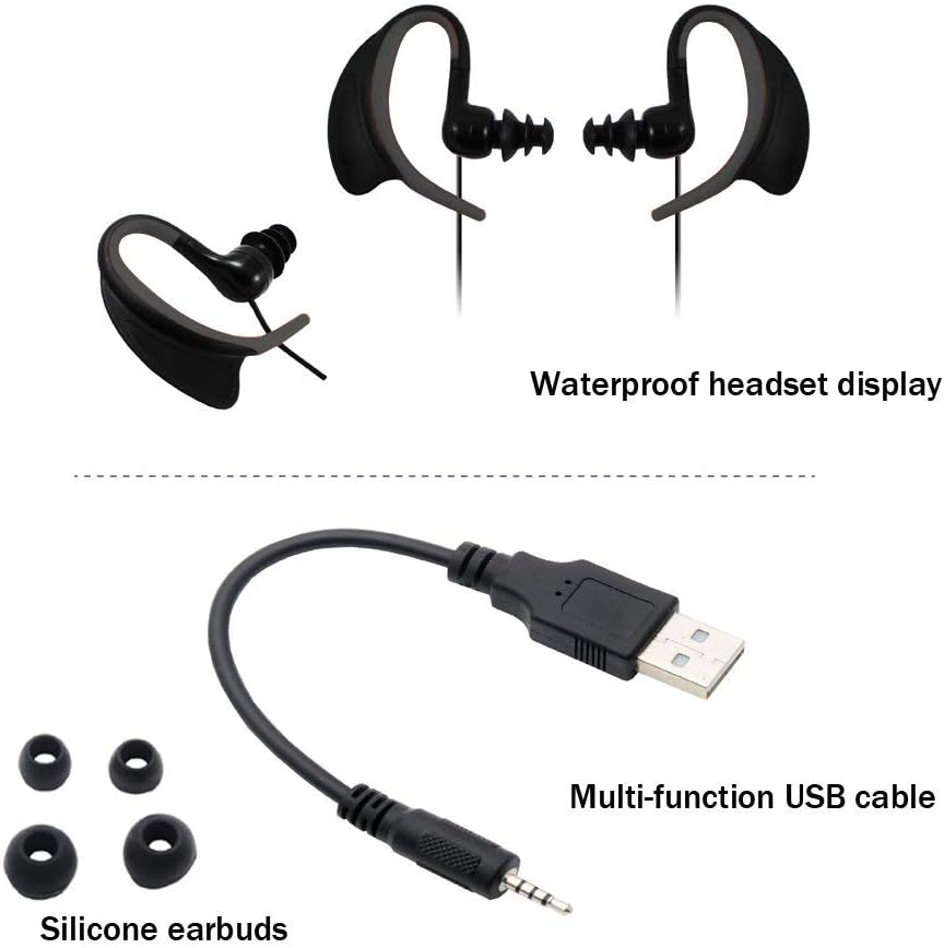 IPX8 waterproof MP3 music player, professional outdoor sports portable MP3, suitable for swimming and running and other sports (Black)