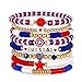 ecozran Patriotic USA Bracelets,Red White and Blue Handmade Jewelry, 4th of July Outfit, USA Patriotic Stackable Rainbow Beaded Stretch Bracelets，Elastic Layering Friendship Jewelry (4th of july-4)