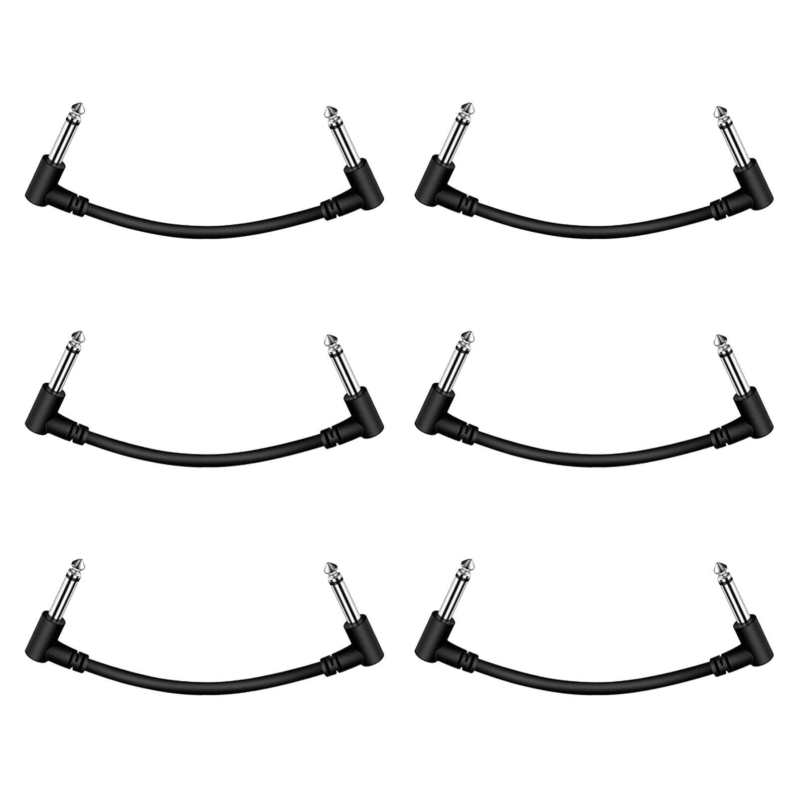 Zescyha 6 Packs 15CM Guitar Patch Cables, 6.35mm Guitar Effect Pedal Cable, 6 Inch Right Angle TS 1/4" Audio Plug - Image 2
