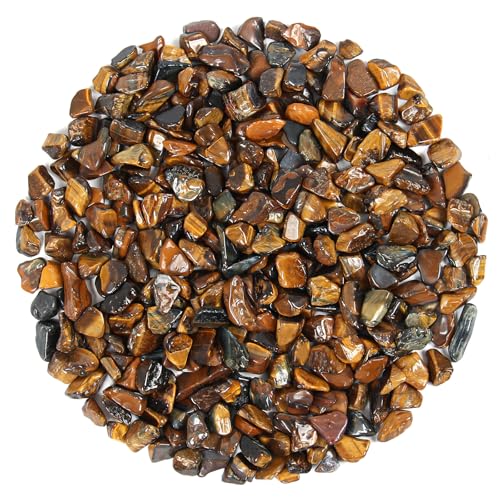 500 g Éclats de Cristal Œil de Tigre Naturel – Chips de Pierre Roulée en Vrac pour Bricolage, Résine, Remplissage de Vase et Décoration