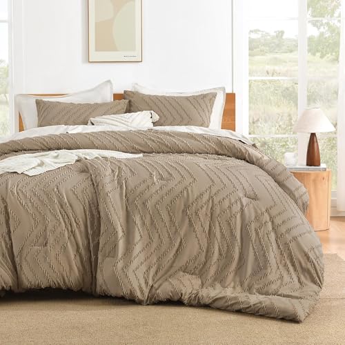 Image of Litanika 3 Pcs Taupe Boho Oversized Super King Plus Bedding Comforter Set