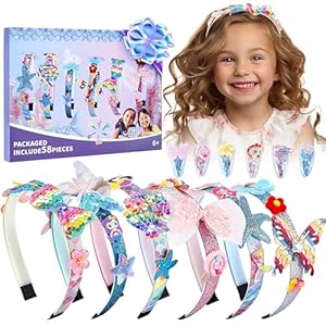 Lillimasy DIY Headband Making Kit for 5+ Year Olds – Craft Set Includes 6 Unique Hair Accessories