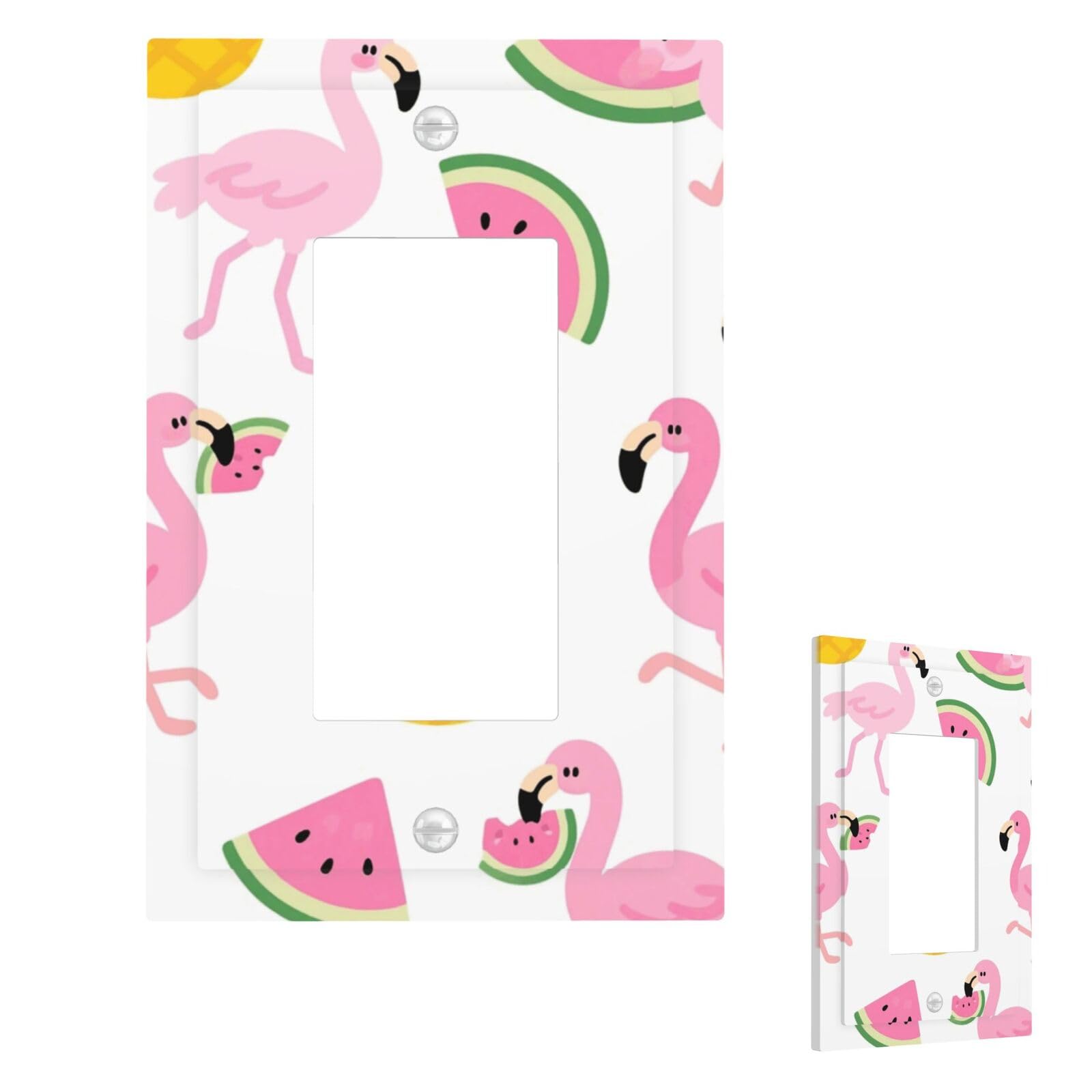Flamingo Watermelon Pineapple Wall Plate Cover Modern Decorative 1 Gang Light Switch Cover Unbreakable Receptacle Outlet Covers For Living Room Bedroom Home Decor 1 Gang