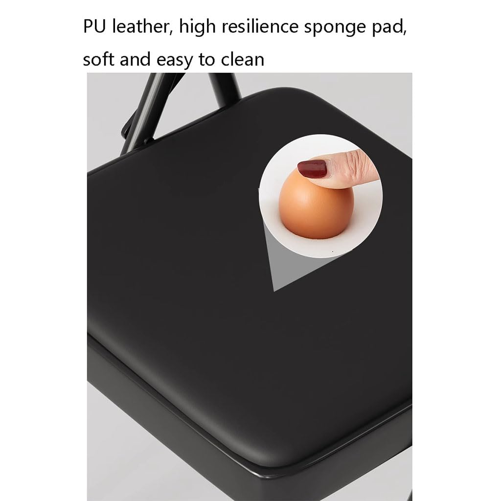 Sedia Ausiliaria per Yoga,Sedia Yoga Senza Schienale,Sedia Yoga Pieghevole Portatile con Copri Piedini Antiscivolo,Pelle PU,Design A Doppia Trave,Sedia Yoga Iyengar, Nero,Black