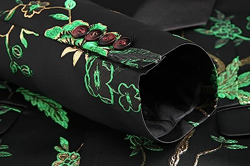 MOGU Mens 3 Piece Suit Slim Fit Tuxedo Floral Print Jacket Vest Pants Set for Wedding Prom Dinner4