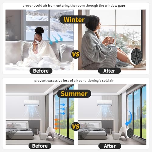 Image of Weather Stripping Door Seal Strip for Doors,3 /4 in x 1 /4 in x 13Ft | Door Insulation for Winter,Insulation Tape Roll for Insulating Door Frame,Window,Air Conditioner,Black