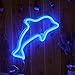 Decorative LED Dolphin Shaped Neon Sign, OYE HOYE Neon Night Light with Blue Lights Operated by Battery/USB Idea for Home Decoration,Bedroom, Lounge, Office, Wedding, Christmas