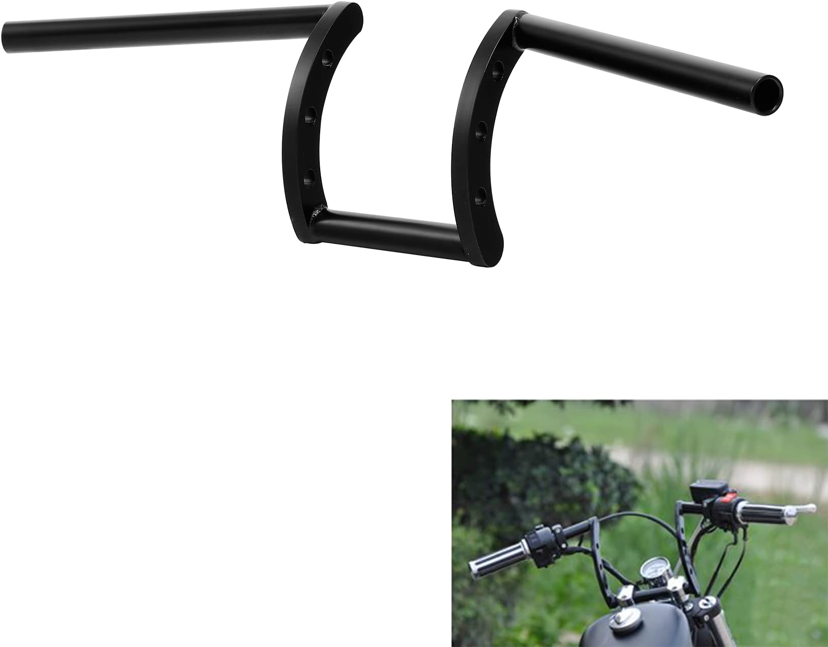 TCMT Black Drag Handlebar 1" Z Bars Fits For Harley Softail Sportster XL Honda Yamaha Suzuki Kawasaki Triumph Indian Victory Choppers Custom Bobbers with 1" Bars