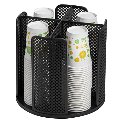 Heagoale Paper Cup and Lid Holder Plastic Cup Storage Organizer Coffee Cup Dispenser for Countertop, Breakroom, Bathroom, Coffee Station, Bar, Buffet, Kitchen Cabinet - Black Cover