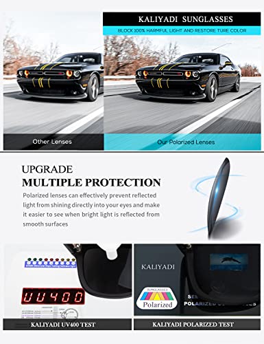 Kaliyadi Sunglasses Men Polarized Sun Glasses For Mens Womens Classic Matte Black Frame Uv Protection 3Pack(Grey/Grey/Grey) #TOP3