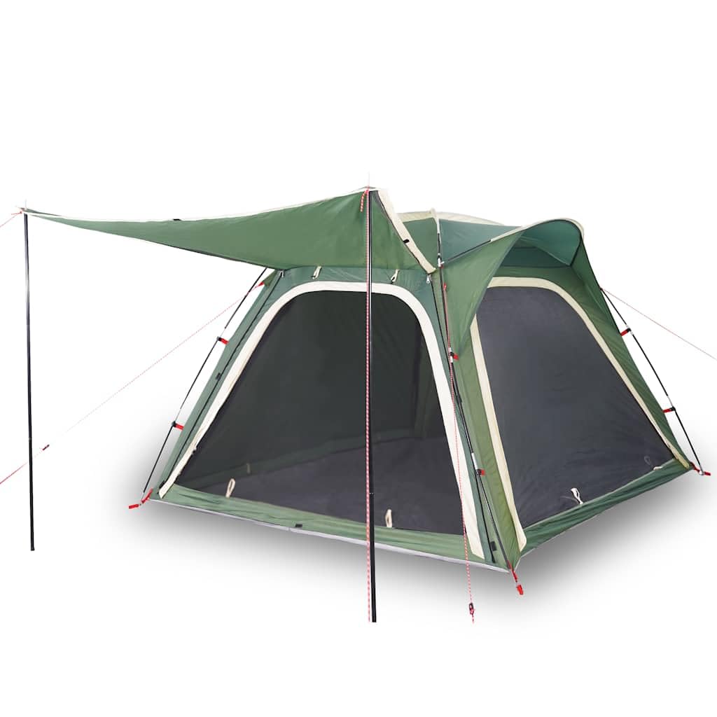 Tienda de campaña para 4 personas en verde con sistema de liberación rápida, tienda familiar impermeable con ventilación y protección contra insectos, tienda de campaña ligera con toldo y bolsa de