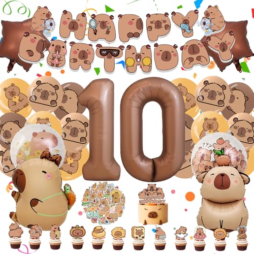 Balões de Capibara de aniversário, balão de decoração de aniversário de Capybara, belos balões de Capibara, tema de anime, balões de papel de alumínio para festas infantis