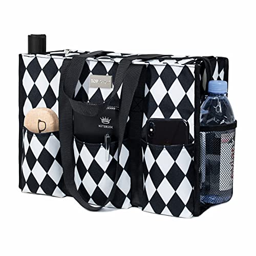 Image of TOPDesign Utility Water Resistant Tote Bag with 13 Pockets, Top Zipper Closure & Thick Bottom Support, for Working Women