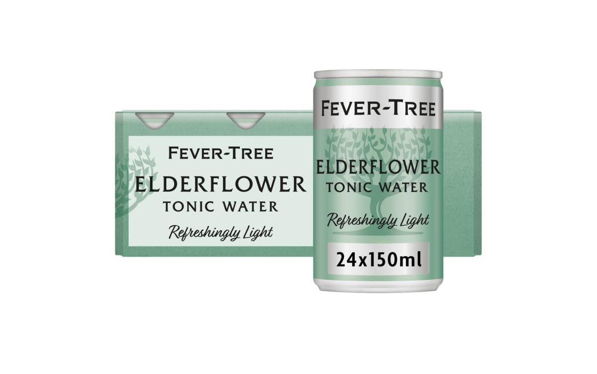 FEVER-TREERefreshingly Light Elderflower Tonic Water 8 x 150ml (Pack of 3, Total 24 Cans)
