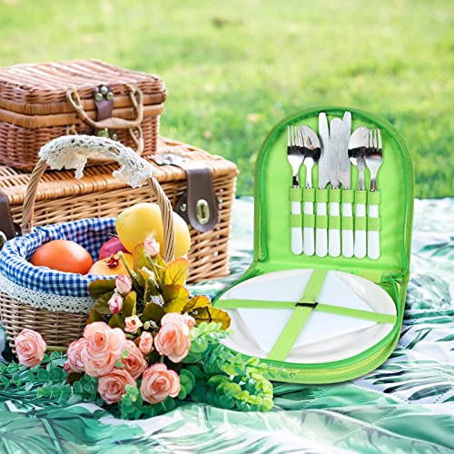 Vech Camping Silverware Kit Cutlery Organizer Utensil Picnic Set - 11 Piece Mess Kit For 2 - White Plate Spoon Butter And Serrated Knife Fork Hiking - Camp Kitchen Bbq Travel #TOP5