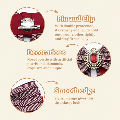 Image of Womens Bow Tie Adjustable Rhinestone Bowtie for Women Ladies Girls Pre-tied Womens Tie for Shirt Suit Uniform