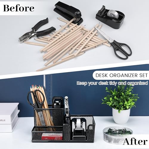 Fivebop Black Office Desk Accessories, 9 Pcs Desk Organizers and Acc…