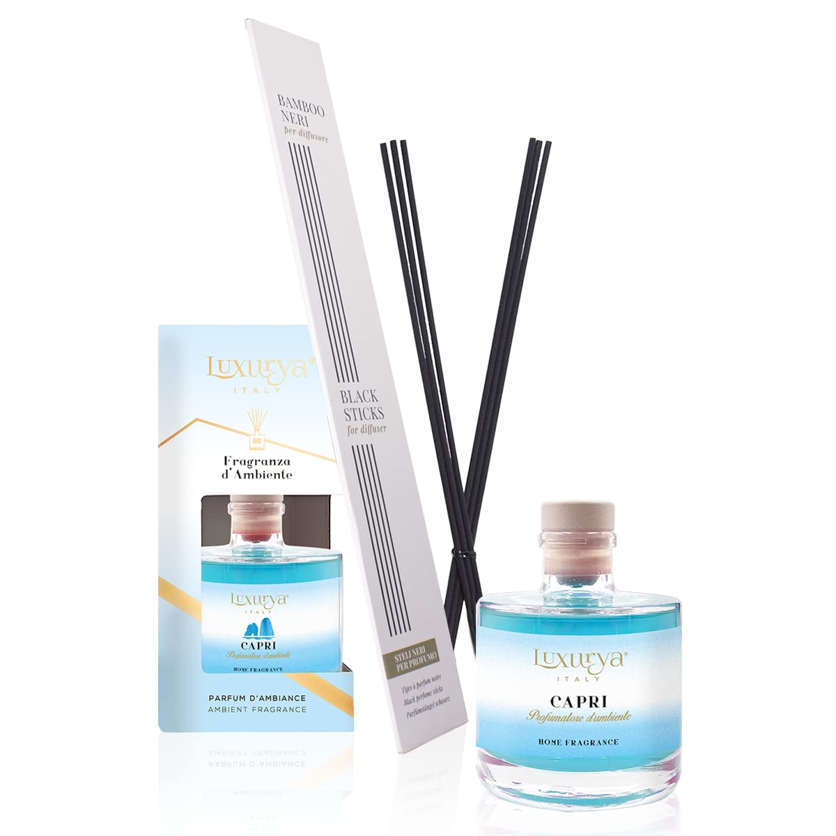Diffusore d'ambiente 500ml - Profumo Ambiente Capri (Acqua Marina | Brezza Marina) | Profumatore per la casa Luxurya Parfum