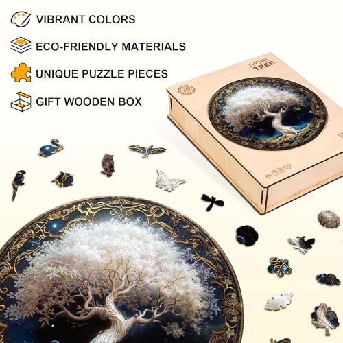 KAAYEE Rompecabezas de Madera para Adultos, Árbol Marfil (11.4 x 11.4 in - 200 piezas), Rompecabezas Natural de Madera para 14+ años, Juego de Ocio y Decoración para Amantes de Rompecabezas miniatura 4
