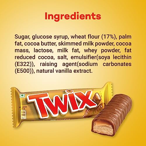 Image of Twix Caramel Cookie Chocolate Bar, Loaded with Soft Nougat, Chewy Caramel, & Crunchy Cookie, Premium Chocolate Pack for Sharing with Family & Friends, 50Gram, Pack of 25