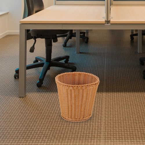 Image of Zerodeko Rattan Waste Basket Wicker Trash Can Round Trash Bin Woven Storage Basket Clothes Container Garbage Bin Laundry Hamper Plant Pot for Bedroom Bathroom Organizer