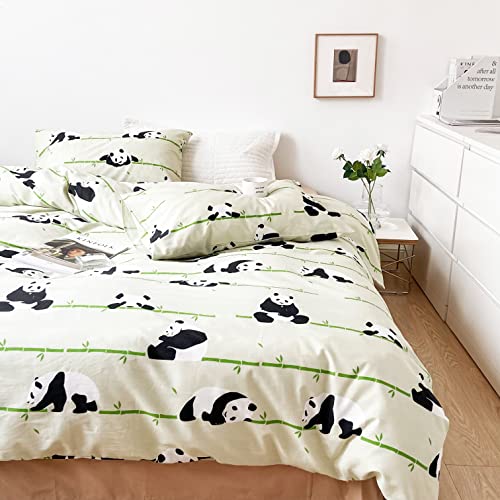 Meju Panda Playing Bamboo 2Pcs 100% Cotton Duvet Cover Set Comforter Cover With Zipper Closure For Kids Boys Girls Twin Bed Decoration Gift (Panda, Twin 59" X 78") #TOP1