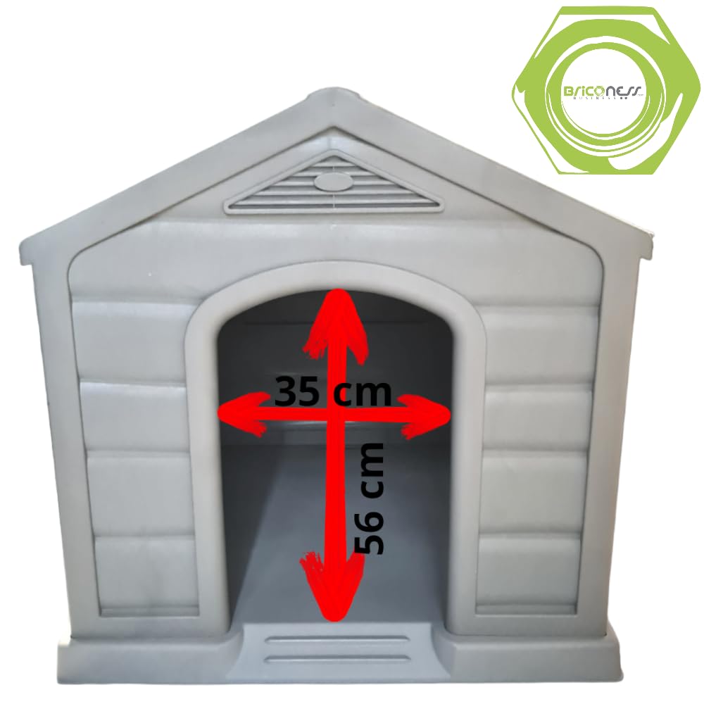 Caseta para perros de jardín exterior de resina talla grande beige con techo rojo L90xP92xH89 cm