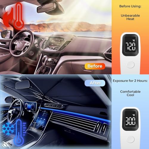 Image of Premium Car Sun Shade Protector for Esteem, Foldable Windshield Insulation Sun Shade for UV Protection Reflective Sunblocker Car Accessories for SUV, Hatchback, Sedan, and More