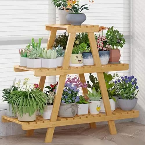 Multifunktionales 2-stöckiges Pflanzenständerregal aus Holz -...