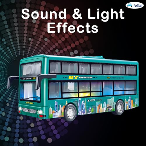 Image of FunBlast City Bus Toy for Kids - Push & Go Vehicle with Sound and Light Effects, Toy Bus for Boys & Girls Age 3+ Years Boys and Girls (Green)
