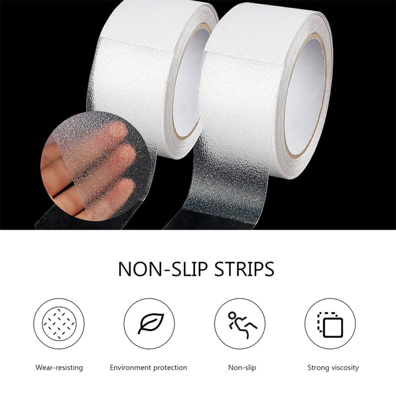 VOSAREA Transparent Anti-Slip Tape for Stairs 39.37X1.96 Inch Waterproof Traction Tape for Indoor Outdoor Steps Wooden Floors Ramps