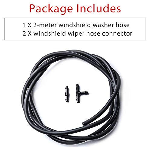 Windshield Washer Hose Kit, Otuayauto Universal Washer Fluid Hose With Hose Connector (2 Meters Length) #TOP3