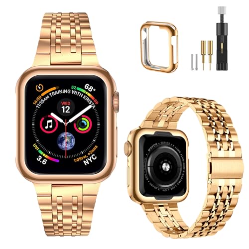 Bracelet en acier inoxydable massif MioHHR compatible iWatch SE Series 8 7 6 5 4 3 2 1