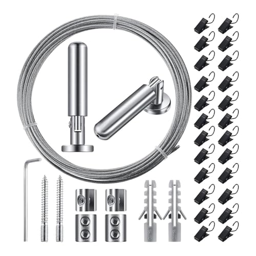 Spanndraht-Vorhängesystem | Kunstprojekte, Vitrinen, Stangen-Set, Edelstahl, Badezimmer-Organizer für Raumteilung, Dusche, Installation von Wandteppich, Kinderhandwerk